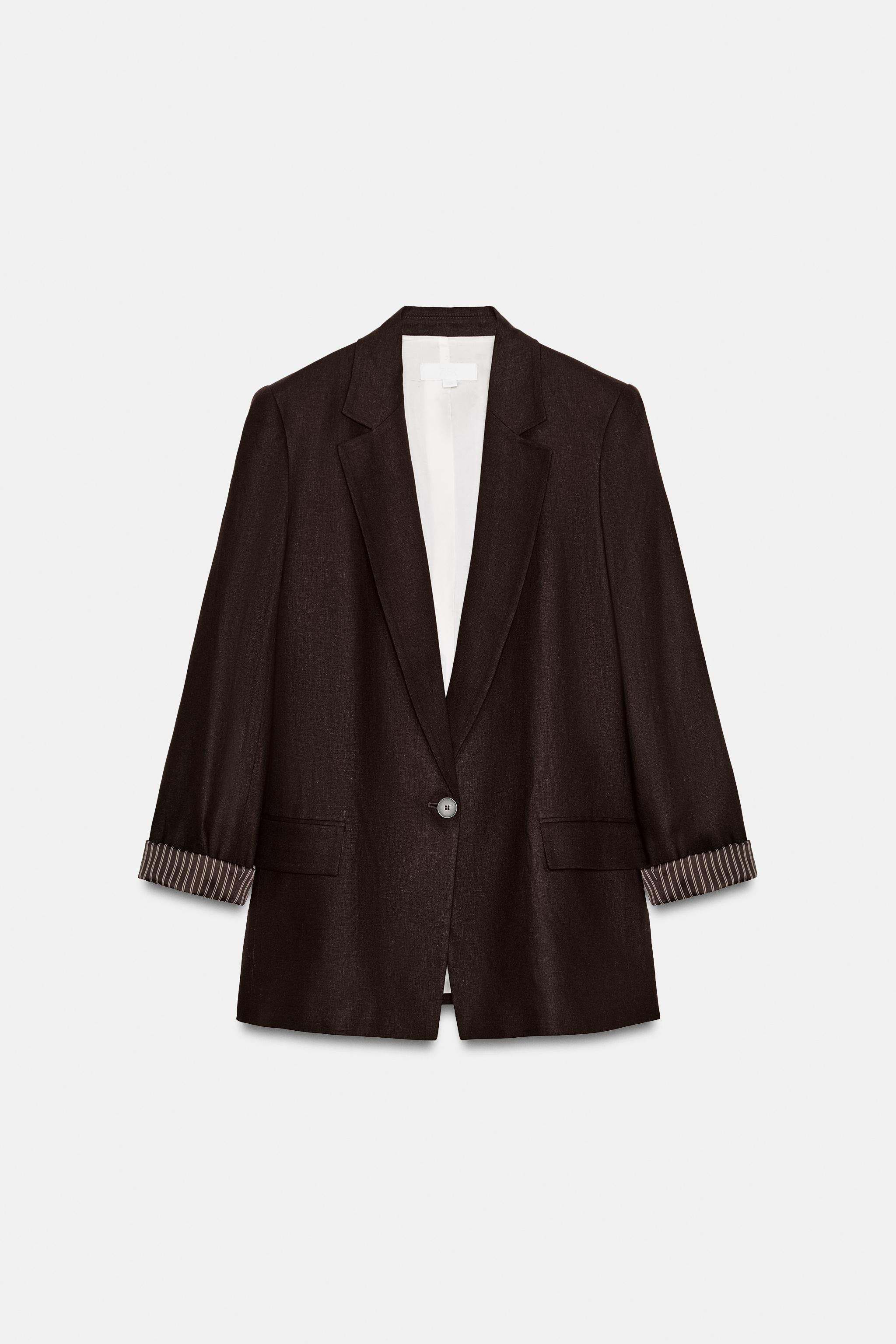 BLAZER WITH LINEN ROLLED-UP SLEEVES | Zara US
