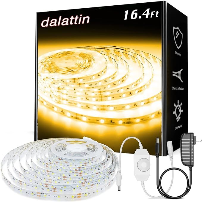 dalattin Warm White LED Strip Lights, 3000K Tunable Soft White Light Strip 16.4ft, Bright 300 LED... | Amazon (US)