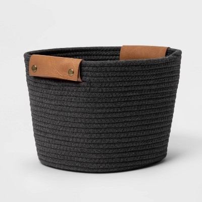 11" Decorative Coiled Rope Basket Gray Charcoal - Brightroom™: Storage Basket for Gifts, 11 Inch Cube System Compatible | Target