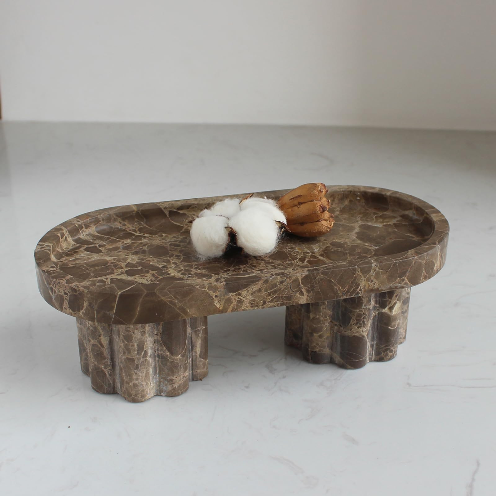 Natural Travertine Marble Oval Tray with 2 Legs, 10" Vanity Decorative Tray for Countertop Organi... | Amazon (US)
