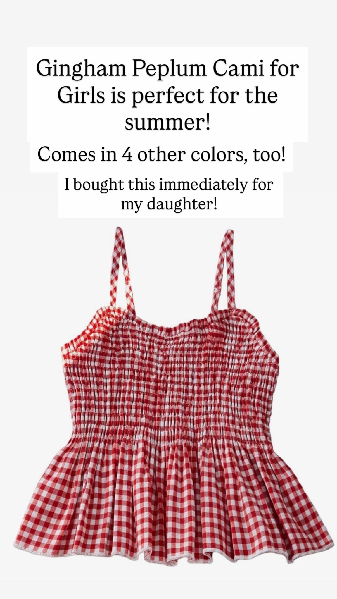 Gingham peplum tank top for girls - just bought for my daughter!

#LTKKids