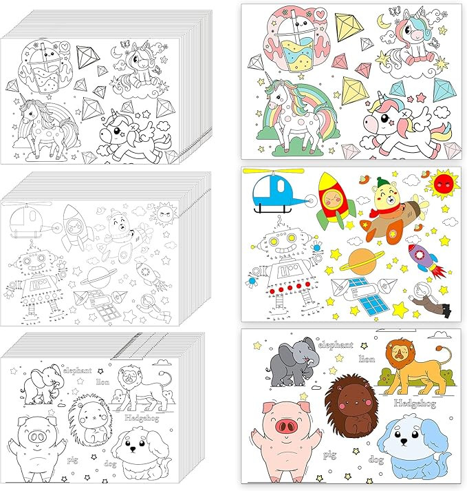 150 Pieces Disposable Paper Placemats Coloring Activity Sheets Paper Place Mats Bulk Dining Table... | Amazon (US)