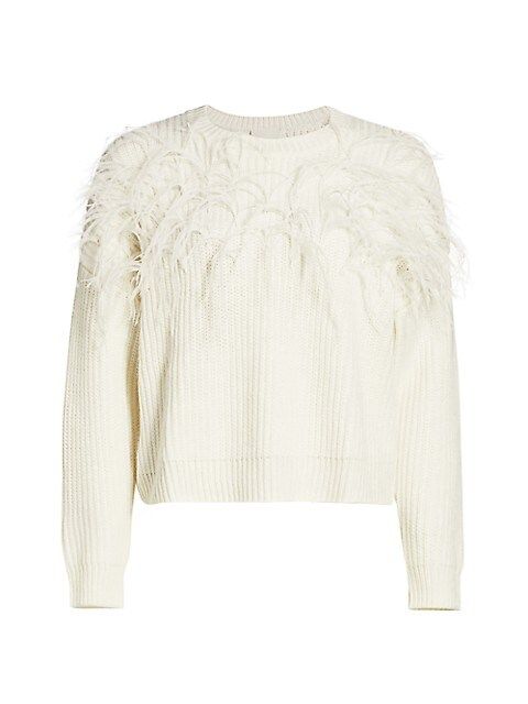 Melanie Ostrich Feather Wool-Blend Sweater | Saks Fifth Avenue