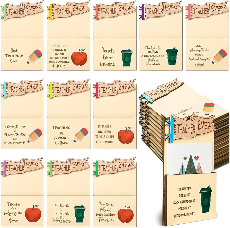 Colarr 12 Pcs Teacher Appreciation Gift Card Holder Bulk Magnetic Wood Gift Box Shaped Wooden Mon... | Amazon (US)