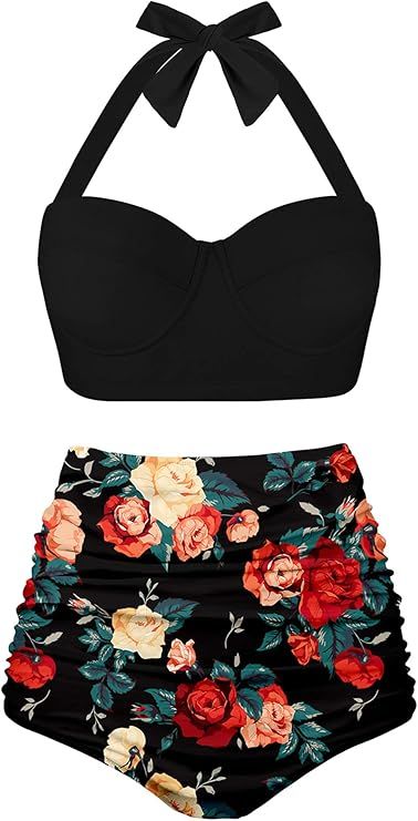 Angerella Women Vintage Polka Dot High Waisted Bathing Suits Bikini Set | Amazon (US)