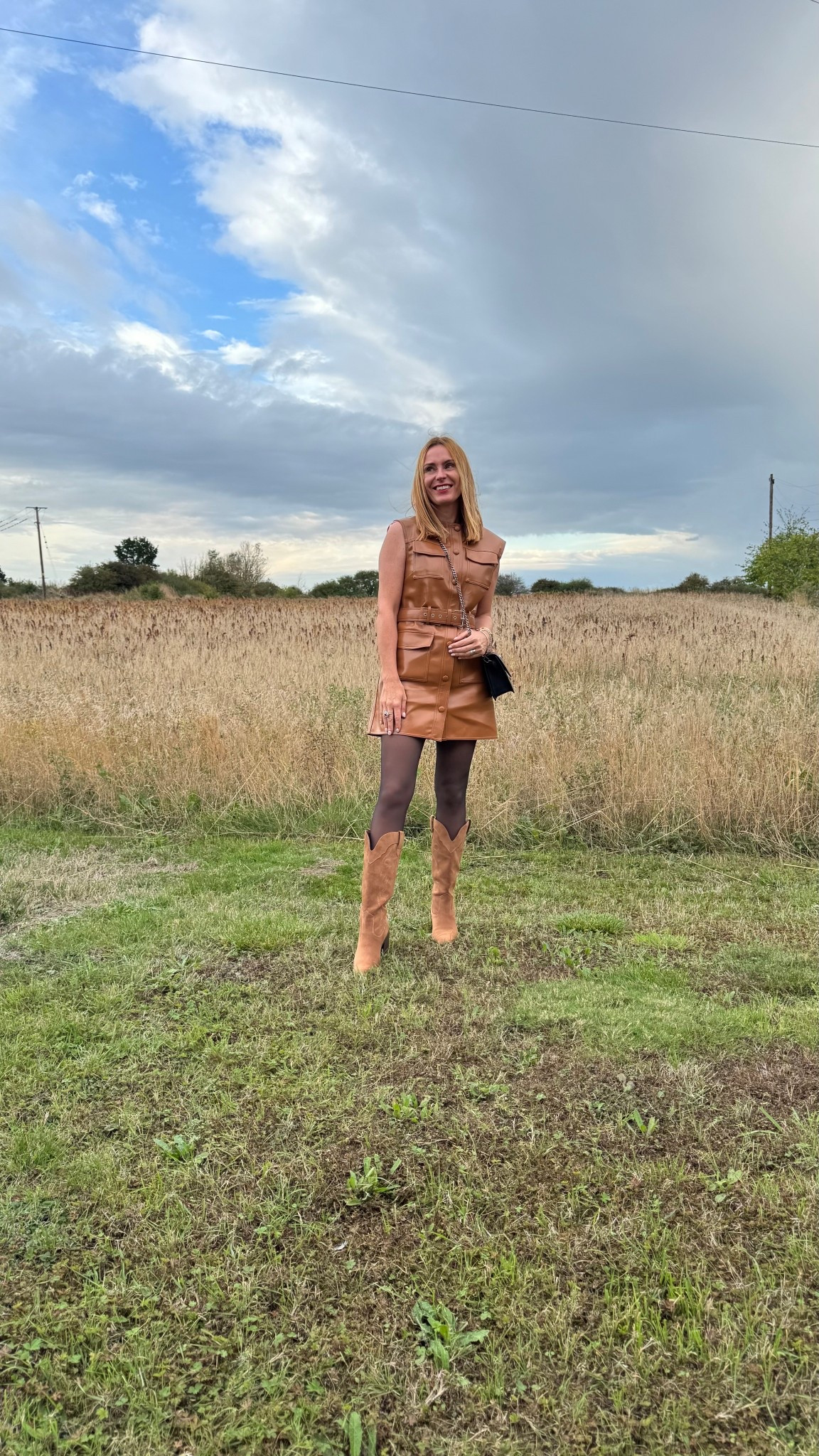 Caramel tones 
belted dress
tights 
knee high boots 

#hm #asos

#LTKstyletip #LTKautumn #LTKeurope