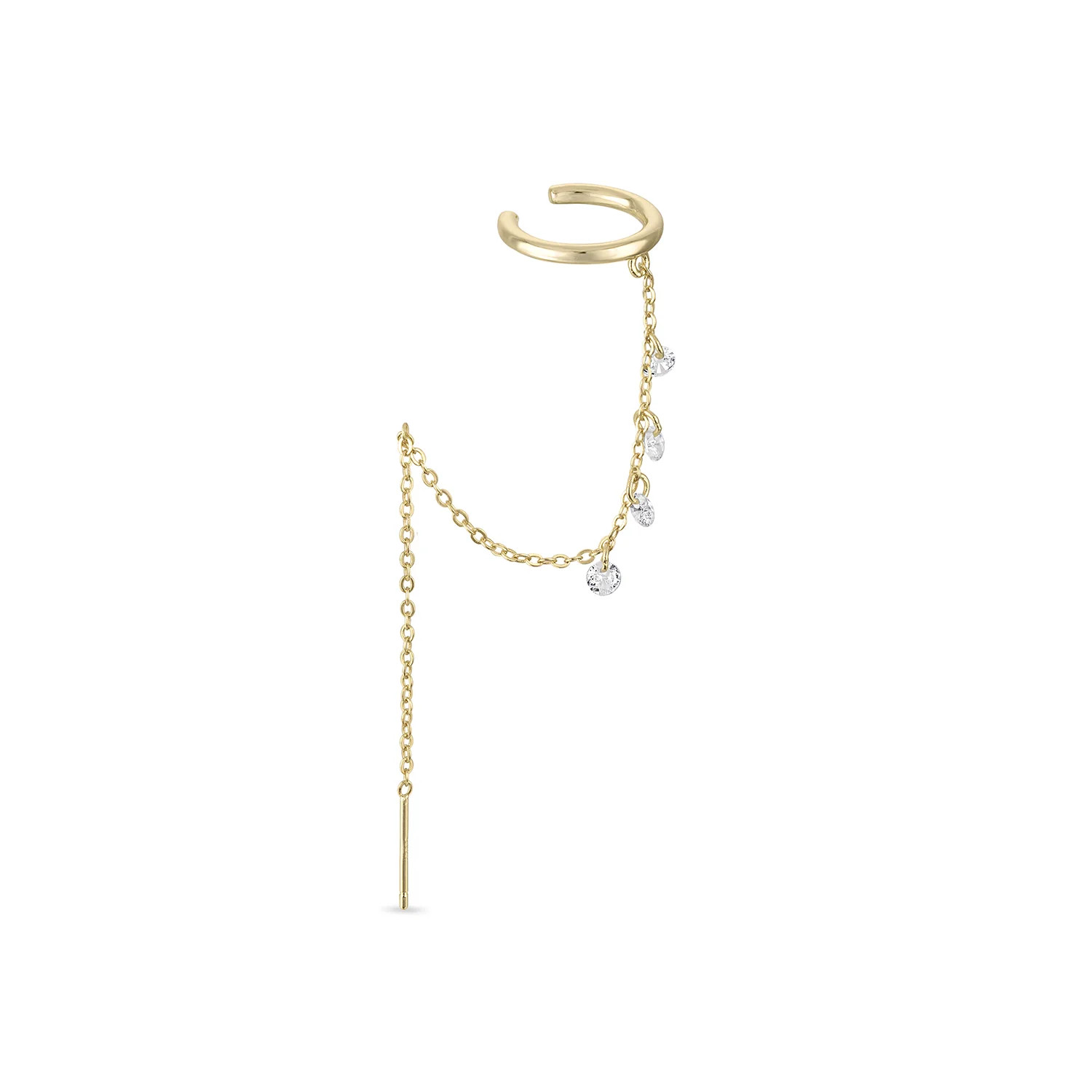 14k Vermeil Dangle Chain Threader with Ear Cuff | Emily Volaski
