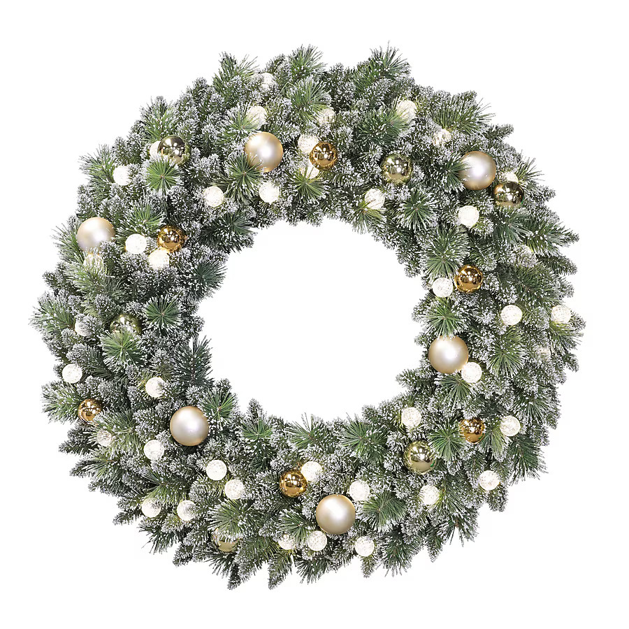 Holiday Living 48-in Pre-lit Indoor/Outdoor Green Mixed needle Artificial Christmas Wreath Lowes.... | Lowe's