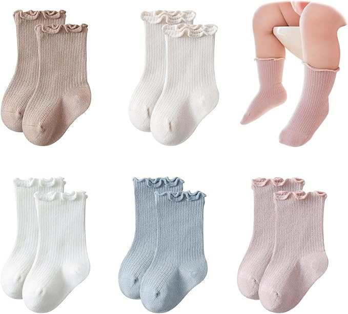 Baby Girls Socks Newborn Frilly Ruffle Cotton Infant Socks Cute Princess Socks for Toddler Dress ... | Amazon (US)