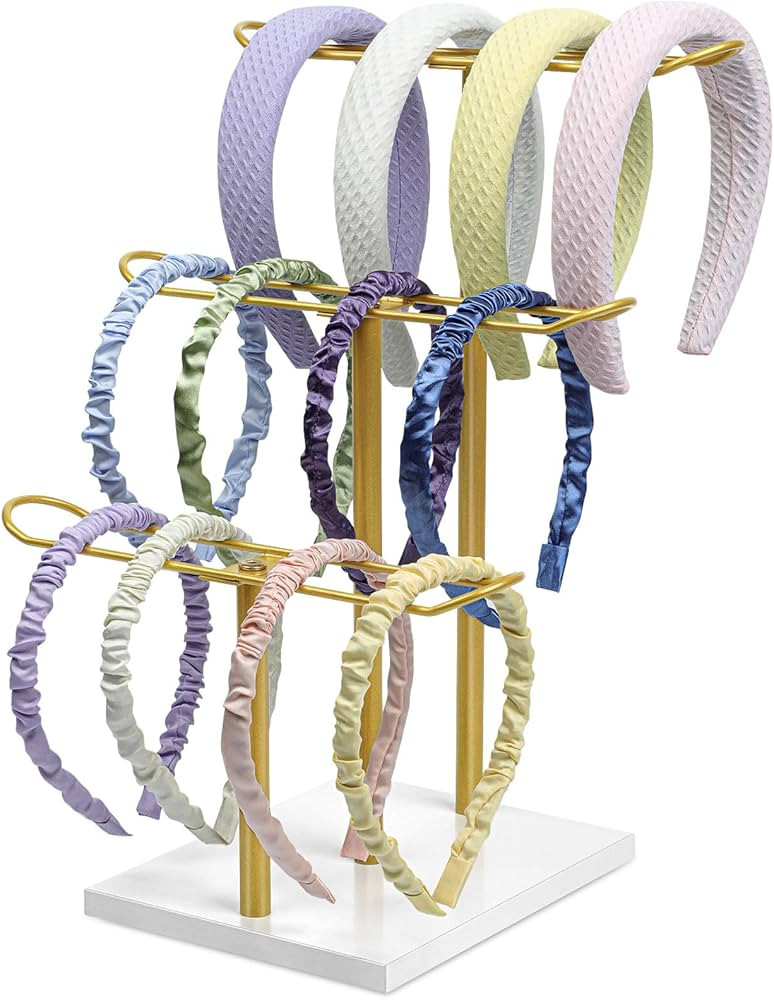 Headband Organizer Metal 3-Tier Hair Hoop Display Stand Headband Holder Organizer Storage Hair Ro... | Amazon (US)