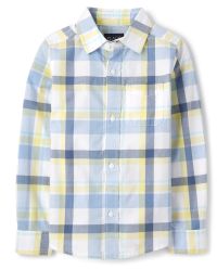 Boys Dad And Me Plaid Poplin Button Down Shirt - sun valley | The Children's Place