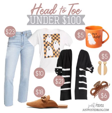 It’s target circle week, and you can click the target circle offer to drop the price on the jeans, cardigan, shoes, earrings and claw clip! Loving this $10 ghost tee for Halloween! 

#LTKfindsunder100 #LTKHalloween #LTKSeasonal