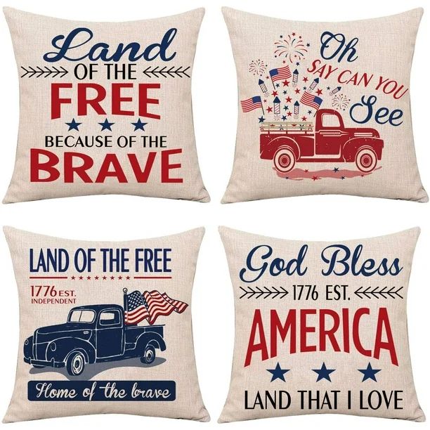 LONGRV Independence Day American Flag Pillow Covers 18 x 18,4th of July Patriotic Throw Pillow Ca... | Walmart (US)