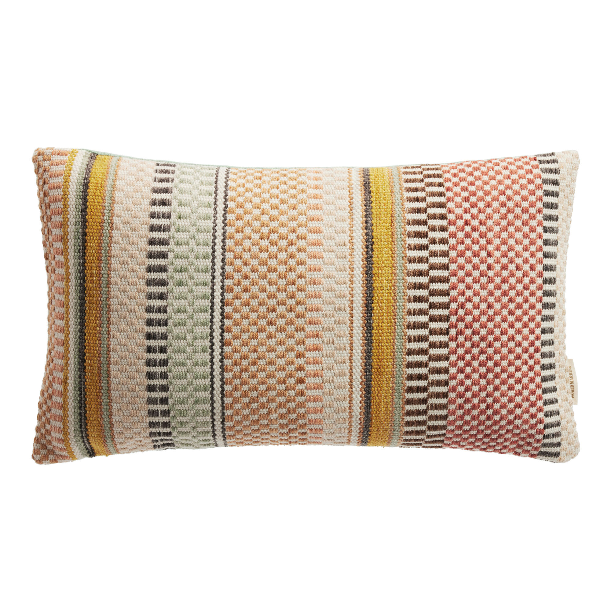 Multicolor Broken Stripe Indoor Outdoor Lumbar Pillow | World Market