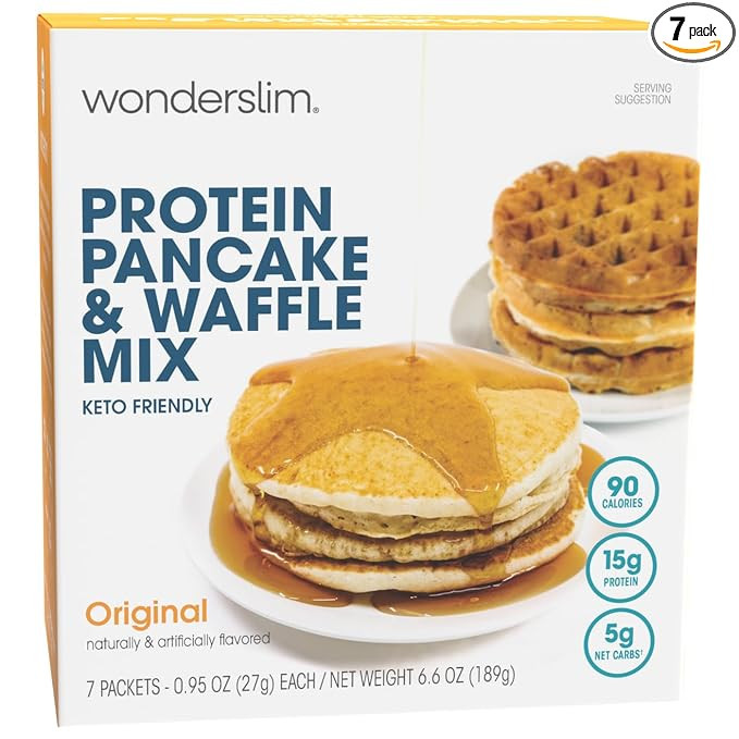 Wonderslim Protein Pancake & Waffle Mix, Original, Low Sugar & Low Calorie (7ct) | Amazon (US)