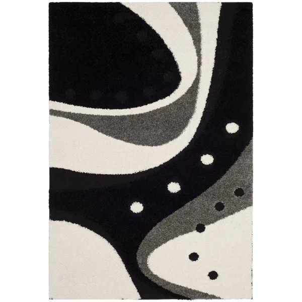 Ashal Abstract Black/Ivory Area Rug | Wayfair North America