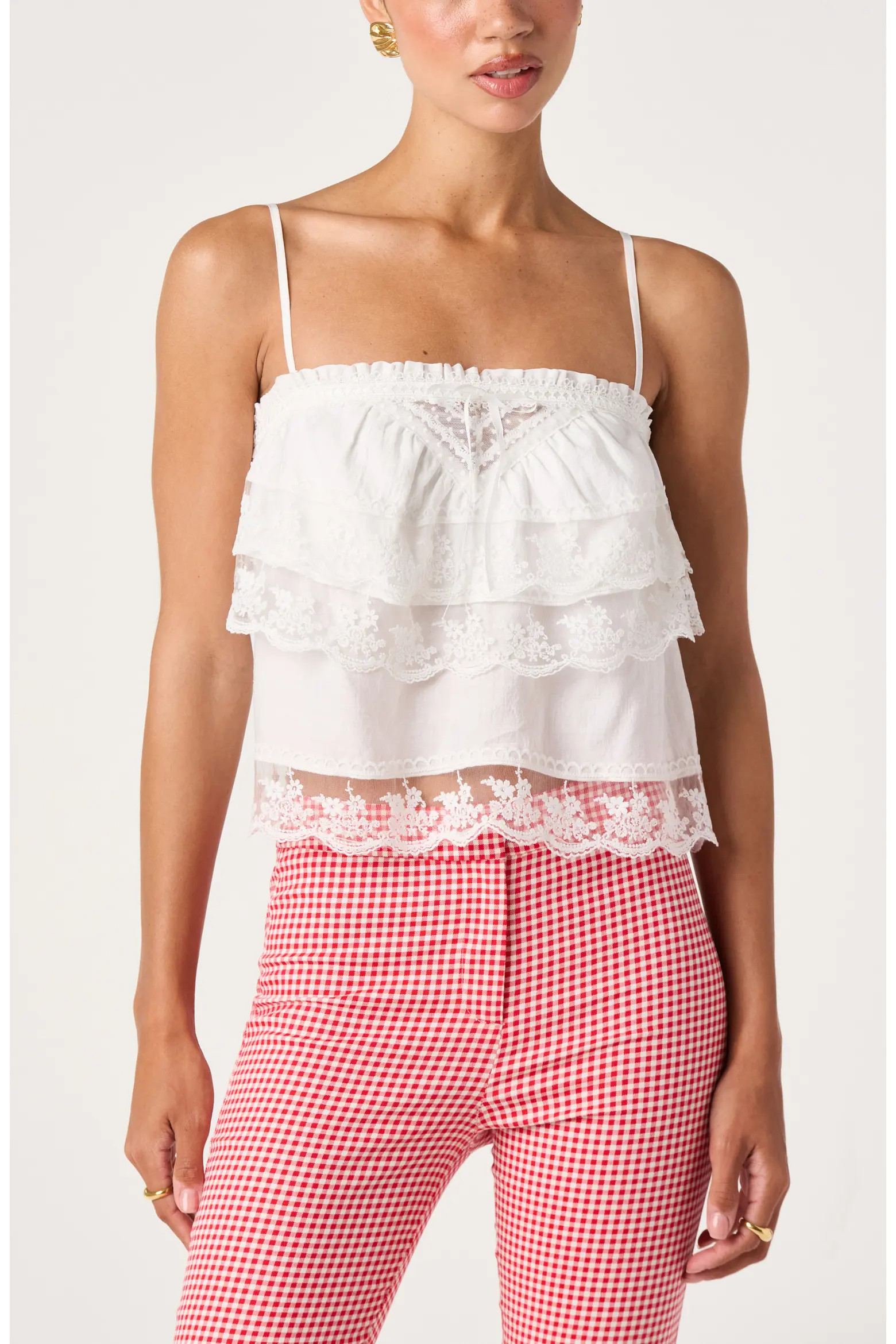 Jazlyn Lace Detail Tiered Top (Women) | Nordstrom | Nordstrom