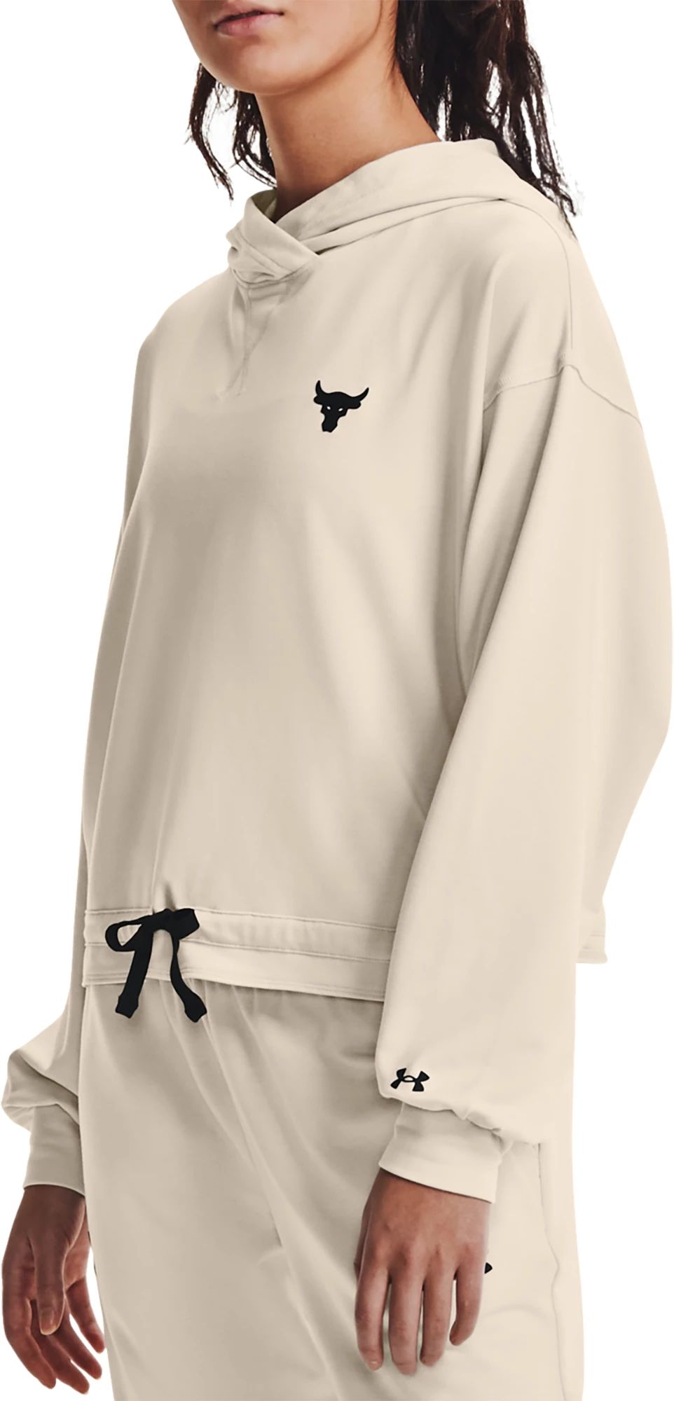 Under Armour Women's Project Rock Terry Pullover Hoodie, Small, Summit White/Black | Dick's Sporting Goods