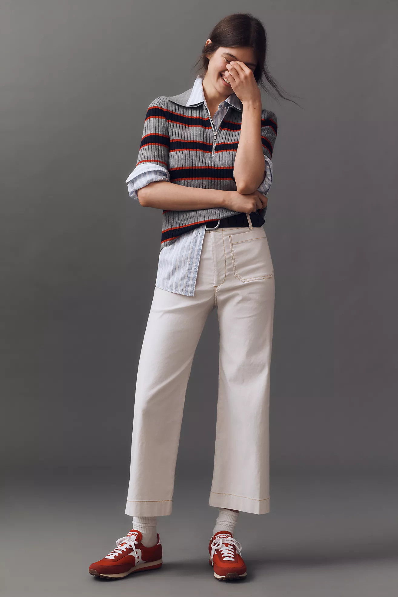 The Colette Cropped Wide-Leg Pants by Maeve: Contrast-Stitch Edition | Anthropologie (US)
