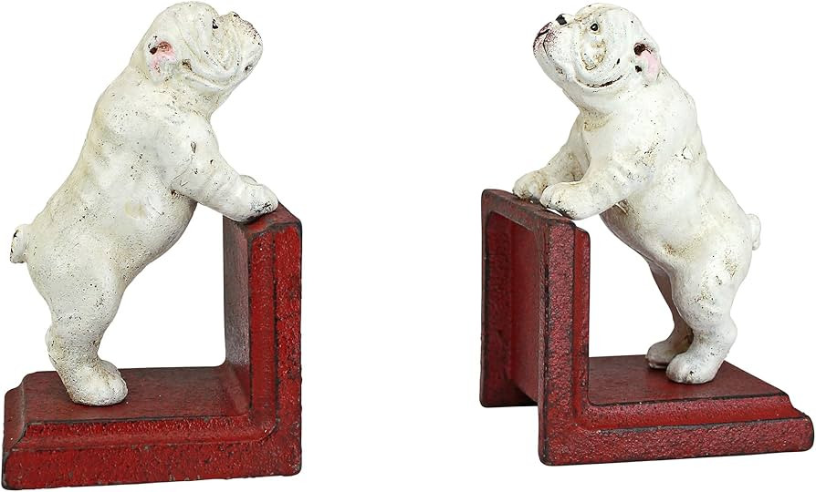 Design Toscano Over the Fence Bulldog Cast Iron Sculptural Bookend Pair | Amazon (US)