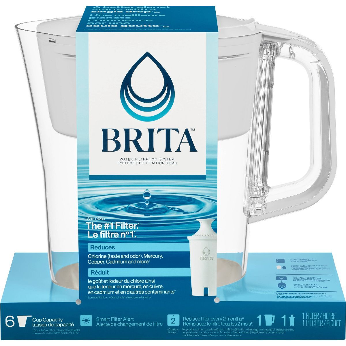 Brita Water Filter 6-Cup Denali Water Pitcher Dispenser with Standard Water Filter | Target
