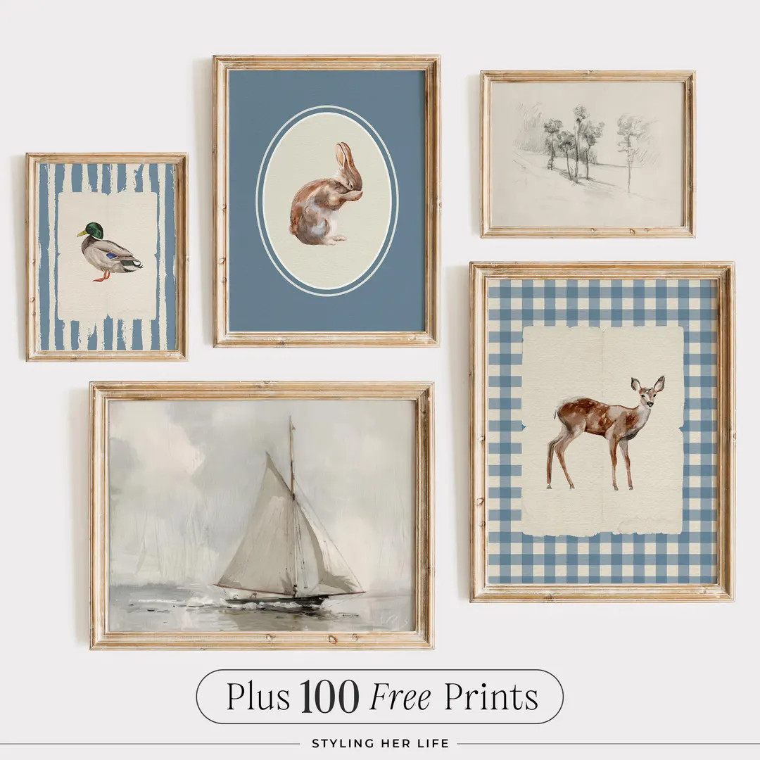 Vintage Nursery Art, Gallery Wall Set, Playroom Decor, Baby Boy Nursery, Baby Shower Gift, Farmho... | Etsy (US)