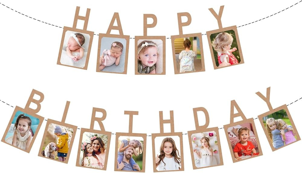 Birthday Photo Banner, Birthday Party Decorations with Rope and Plastic Pin, Happy Birthday Banne... | Amazon (US)