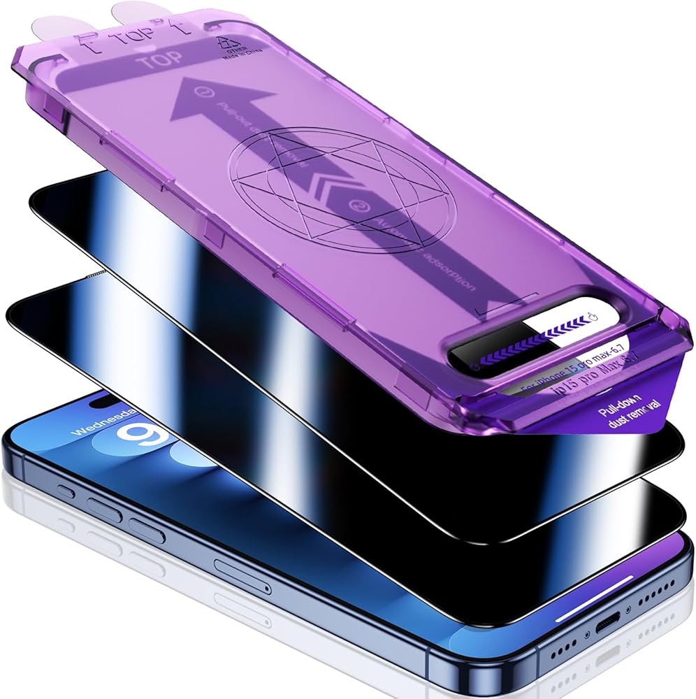 UniqueMe Compatible with iPhone 15 Pro Max Privacy Screen Protector, [Automatic Dust Removal] 9H ... | Amazon (US)