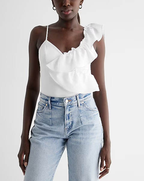 Body Contour High Compression Ruffle Bodysuit | Express