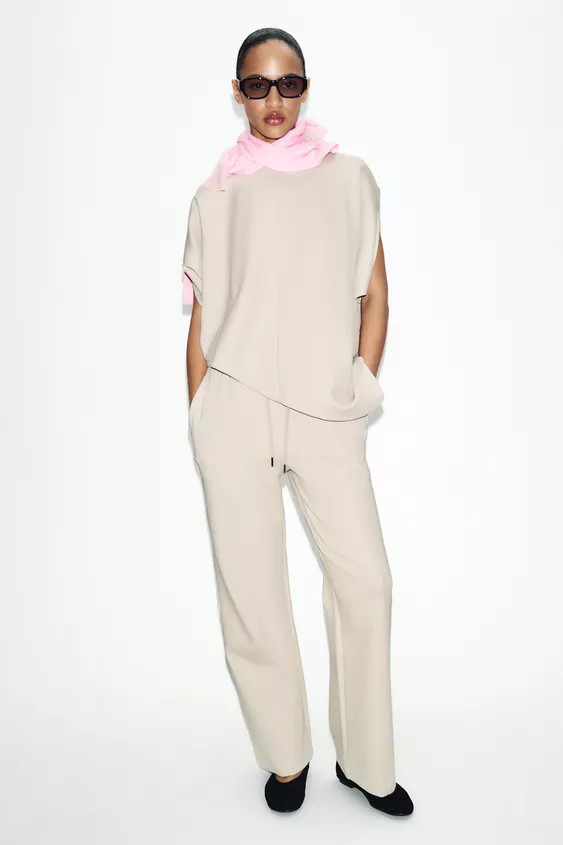 INTERLOCK STRAIGHT-LEG TROUSERS | Zara UK