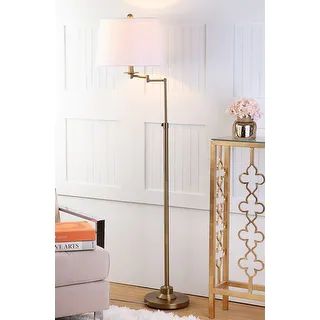 SAFAVIEH Lighting 64-inch Nadia Adjustable Gold Floor Lamp - 15"x15"x53-64.25" | Bed Bath & Beyond