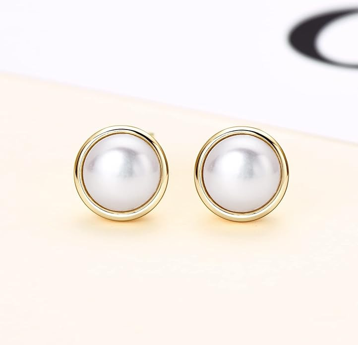 Pearl Earrings for Women 18K Gold Plated Handpicked AAAA Freshwater Cultured Pearls Stud Hypoalle... | Amazon (US)