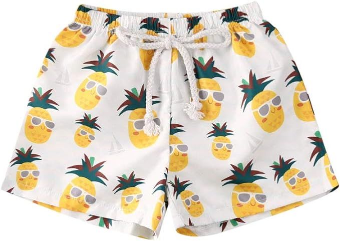 Ambabe Toddler Baby Boy Swim Trunks Quick Dry Cartoon Printed Elastic Waist Beach Shorts Summer ... | Amazon (US)