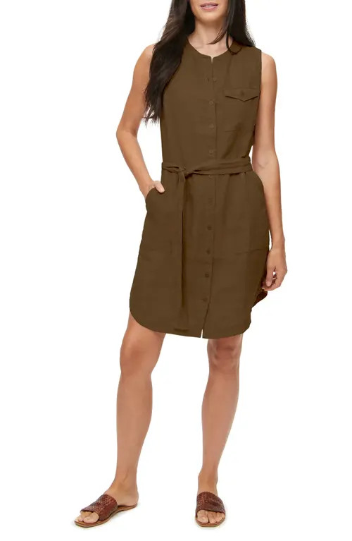 Michael Stars Brady Tie Waist Linen Dress in Dolma at Nordstrom, Size Medium | Nordstrom