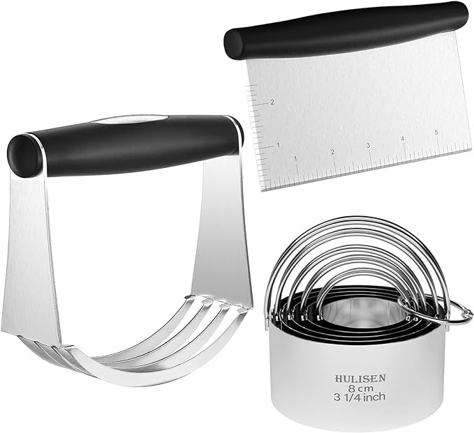 HULISEN Stainless Steel Biscuit Cutter Set, Pastry Scraper and Dough Blender, Sturdy & Long-Lasti... | Amazon (US)