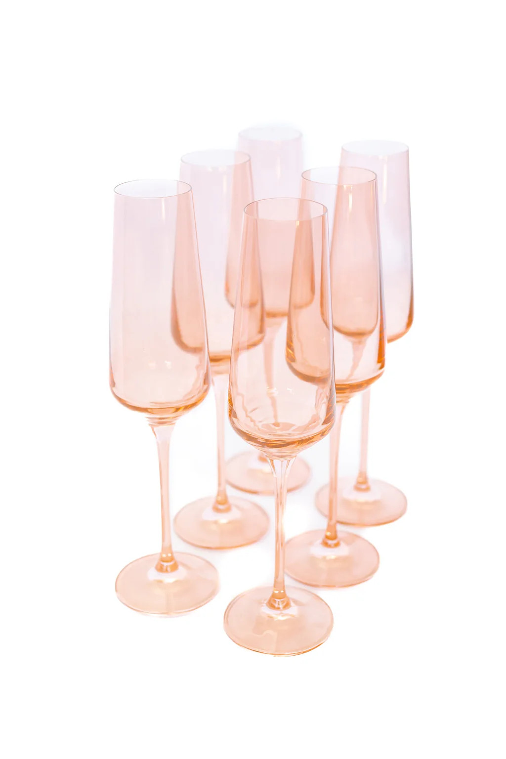 Estelle Colored Champagne Flute, Set of 6 in Blush Pink | Over The Moon