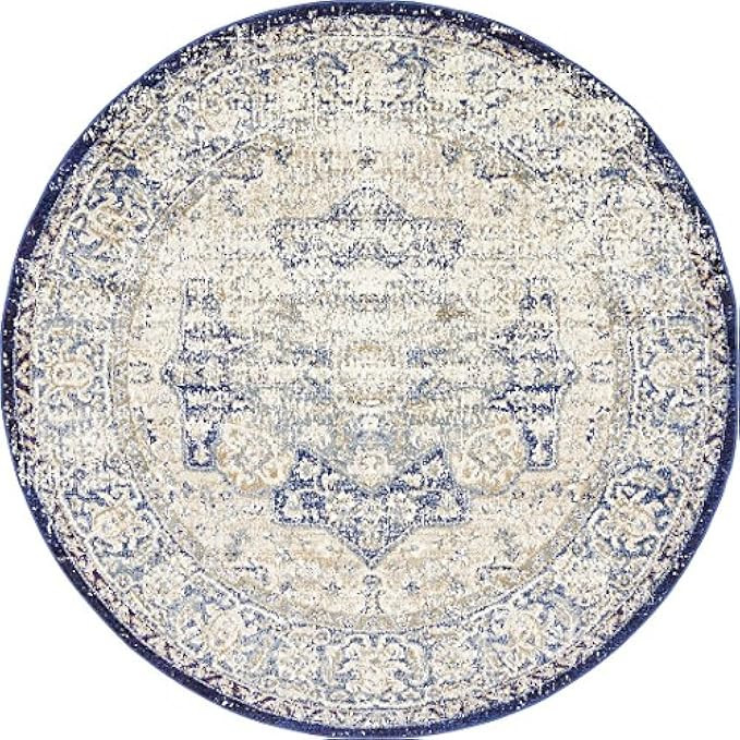 Premium Vintage Traditional & Modern Rugs Blue 5' x 5' FT St.Patrick Collection Area Rug | Amazon (US)