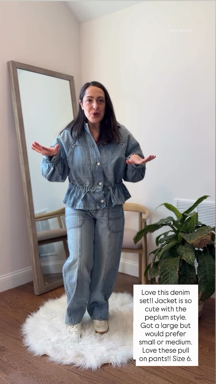 Love this denim set!! Jacket is so cute with the peplum style. Got a large but would prefer small or medium. Love these pull on pants!! Size 6.  @target @targetstyle