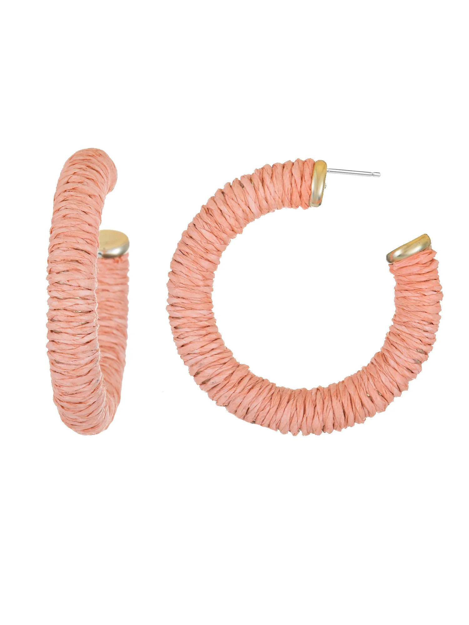 Time and Tru Wrapped Hoop Earrings, Pink, 1 Pair | Walmart (US)