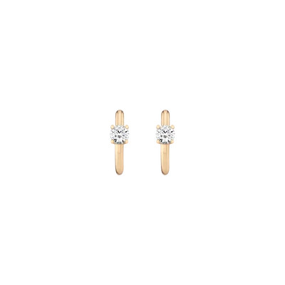 Round Lab Grown White Sapphire Solitaire Huggie Earrings | AUrate New York