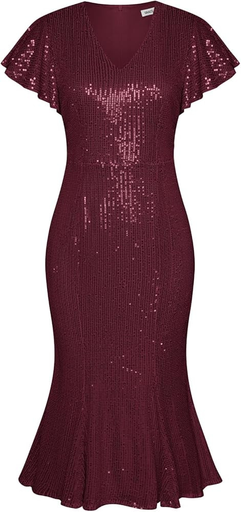 GRACE KARIN Women’s Formal Sequin Dress Cap Sleeve Elegant Mermaid Dress Glitter Sparkly Cockta... | Amazon (US)
