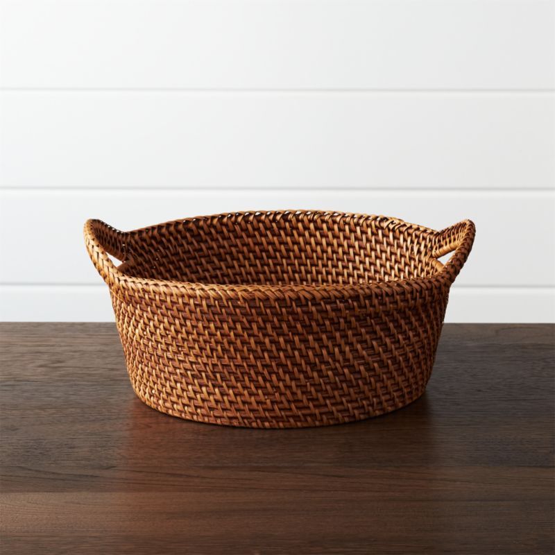 Artesia Large Honey Rattan Bread Basket. + Reviews | Crate & Barrel | Crate & Barrel