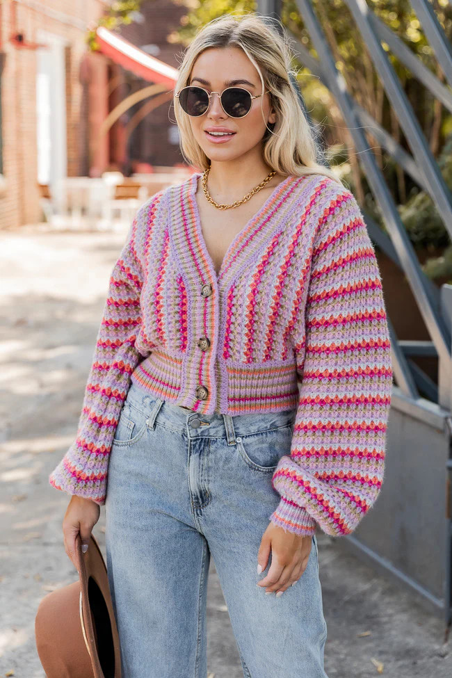 Consider Me Gone Pink Multicolor Striped Cardigan | Pink Lily