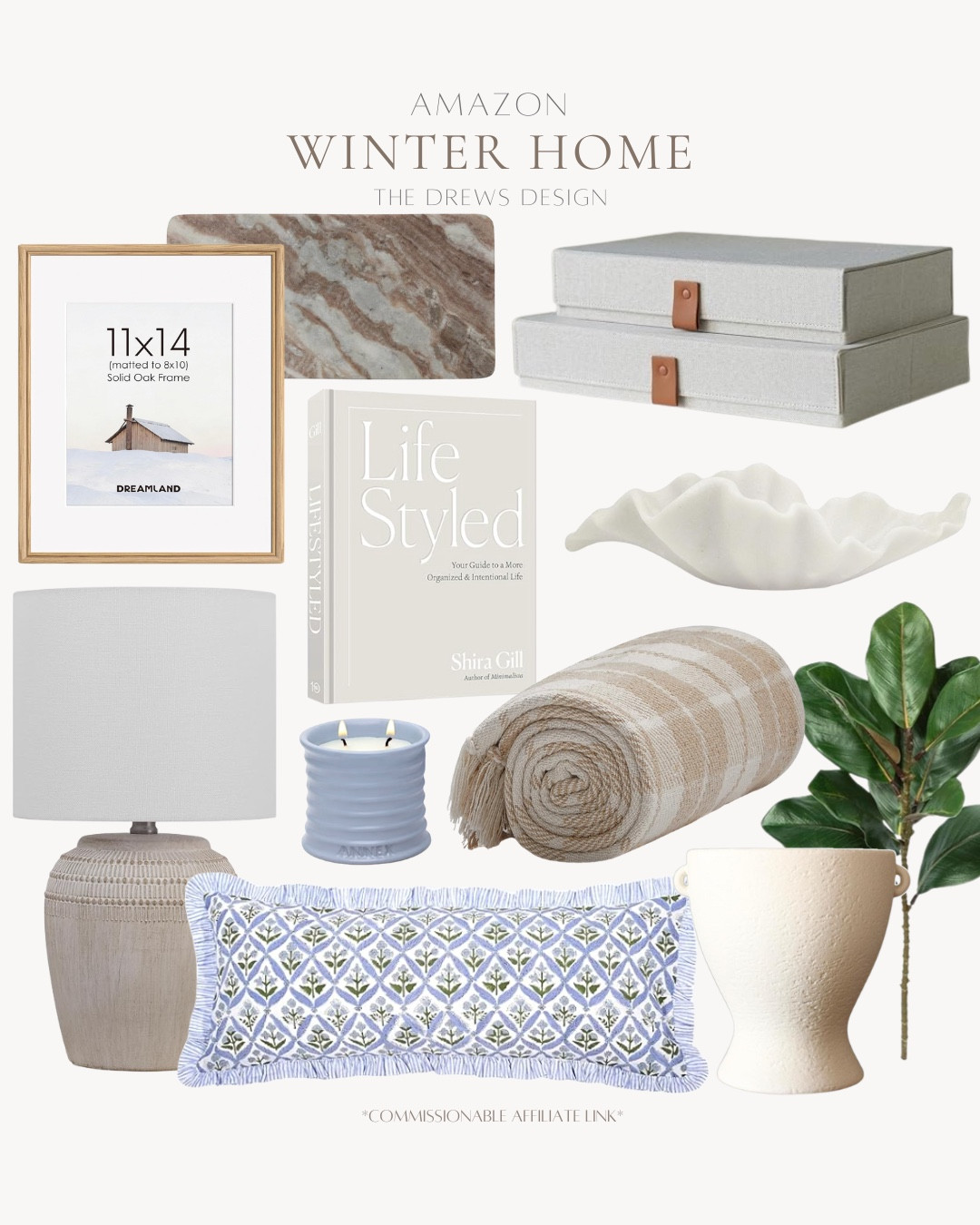 Home decor includes vase, stems, throw pillow, blanket, candle, table lamp, frame, tray, coffee table book, and decorative boxes.

Home decor, coastal home, looks for less, Amazon home

#LTKHome #LTKFindsUnder50 #LTKFindsUnder100