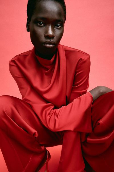 Draped blouse - Red - Ladies | H&M GB | H&M (UK, MY, IN, SG, PH, TW, HK)