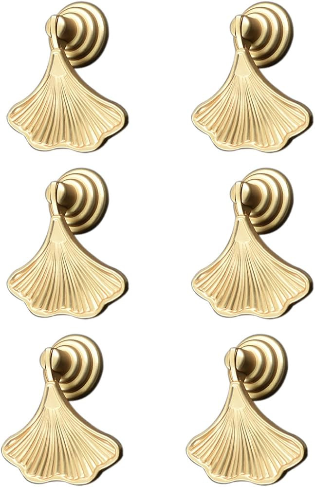 MOROBOR Ginkgo Leaf Shape Knob Handles, 6pcs Golden Drop Pendant Pull Handle,Hardware Drawer Sing... | Amazon (UK)