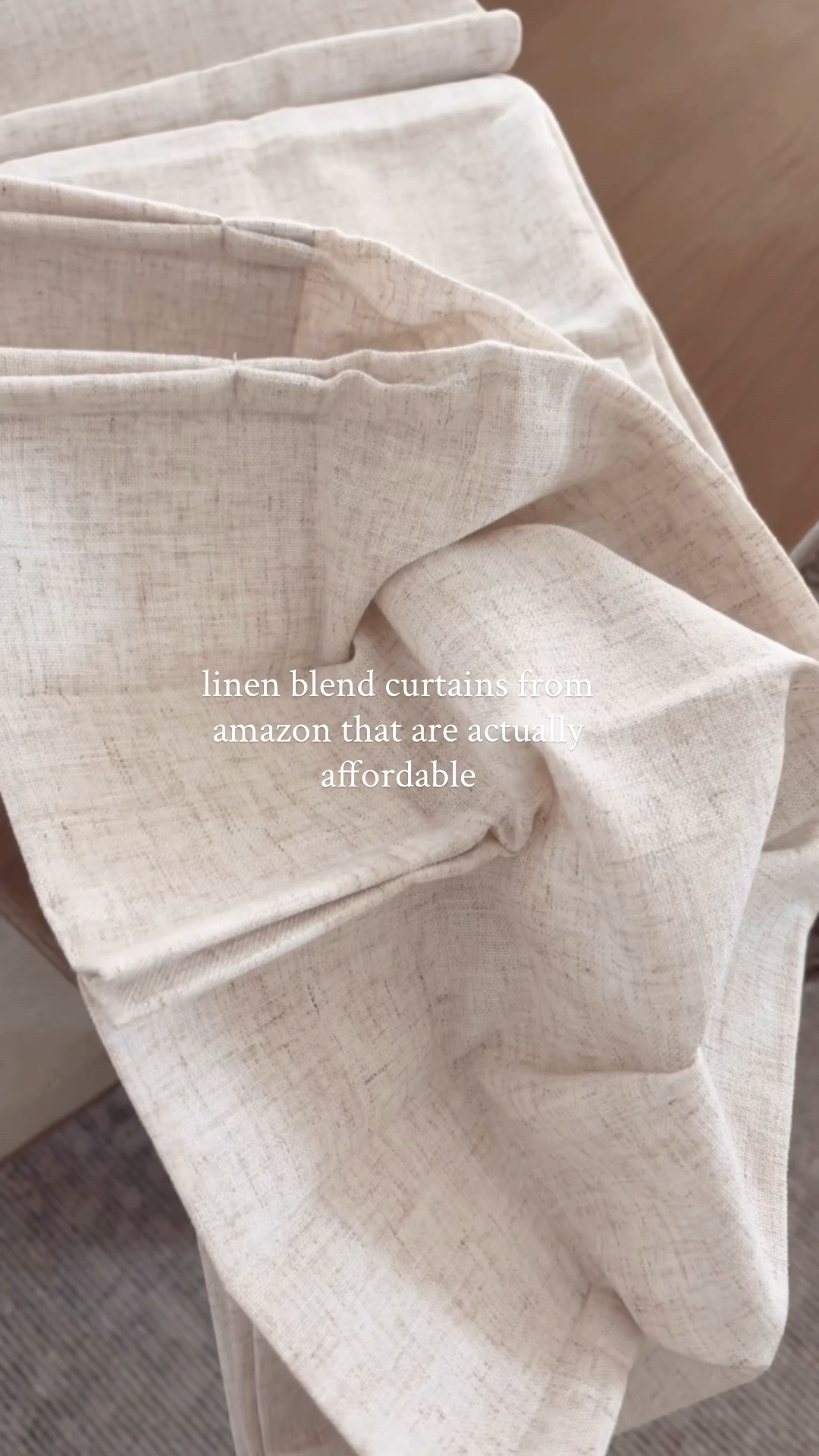 These linen blend curtains are so pretty and have a pinch pleat look without actually having to use clips and rings (you can if you want). 
They come in multiple colors and lengths. Mine are the Natural/Pinch option. 
Bonus…there’s a weight built into the bottom of the panel so they hang so nice. No wrinkles to steam either.  They were just hung in this video. So good!! 

#amazoncurtains #curtains 

#LTKHome