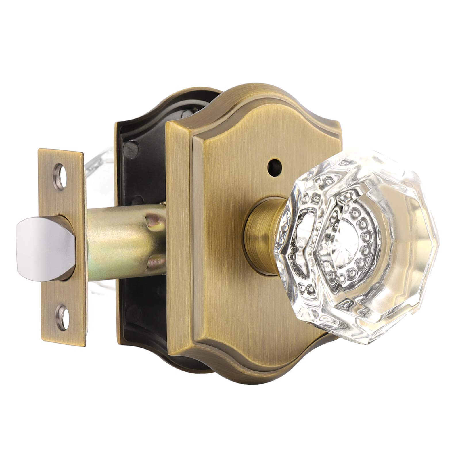 Gobrico Transparent Glass Door Knobset Interior,Privacy Diamond Crystal Door Lockset in Antique B... | Amazon (US)