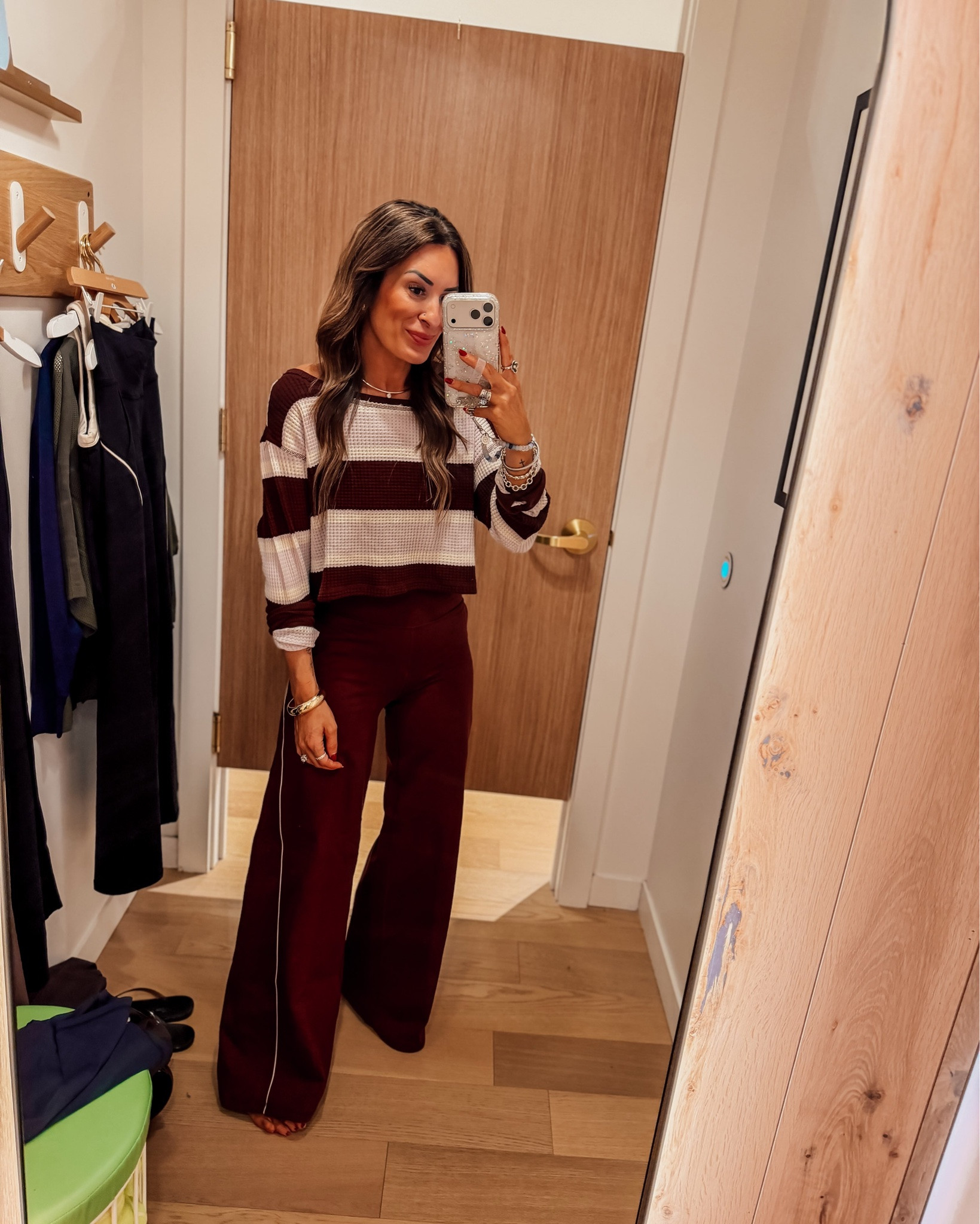 I’m 5”6 usually a XS/0/32D

Burgundy Pants: XS
Striped Top: XS
Horse PJs: XS
Navy Top: Small
Bike Shorts: XS
Gray Longsleeve: Small 
Gray Pants: XS
Black Top: XS
Black Pants: XS
Gray Sweatshirt: XS
Gray Pants: XS
Offline Top: XS
Gray Pants: XS
Leopard Longsleeve: XS
Brown Pants: XS

#LTKgrwm #LTKootd #LTKdayinmylife