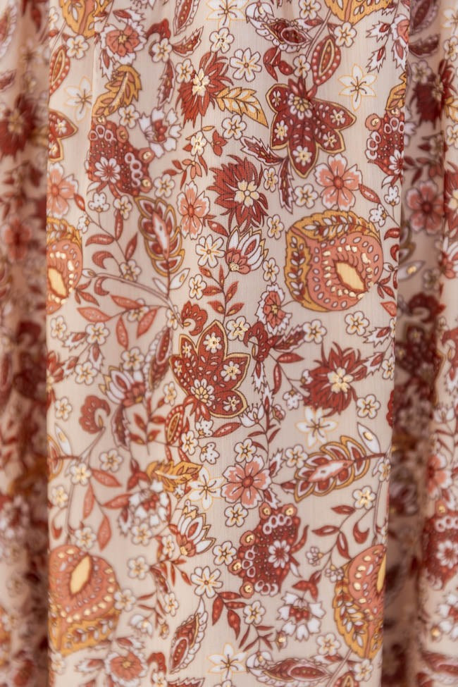 Want It That Way Brown Floral Midi Dress | Pink Lily